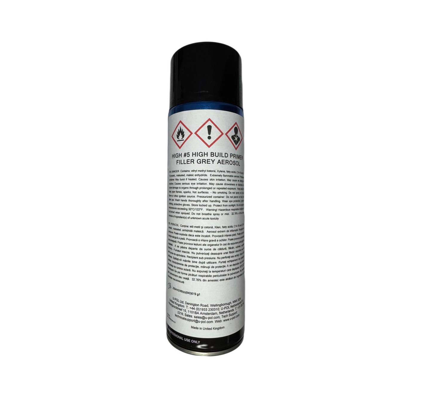 Spray Filler U-POL High 5 450ml, grund de incarcare gri pentru metal si plastic